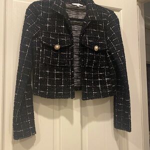 Sincerely Jules tweed slightly cropped blazer black metalllic  small worn 1X